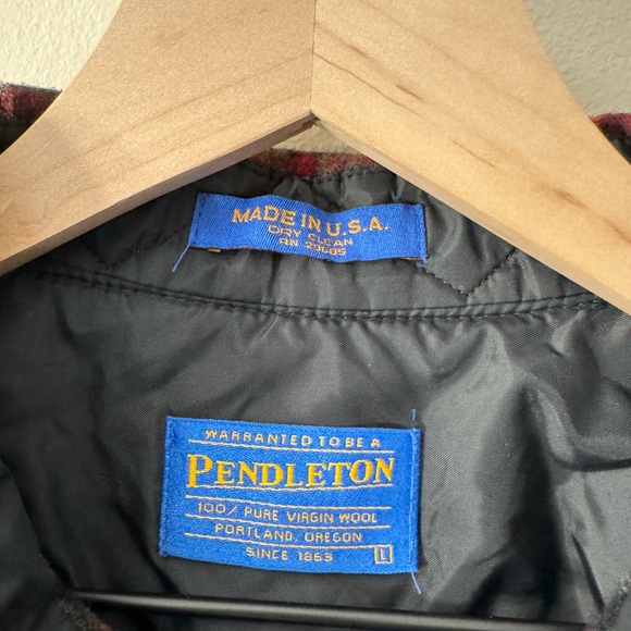 Vintage 90s Pendleton 100% Wool Plaid Shirt Mens Large Green & Red Made in USA - Picture 5 of 14